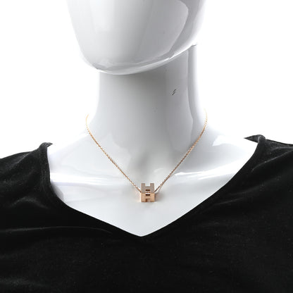 Hermes Rose Gold Lacquered Cage d'H Necklace Marron Glace 2 of 6