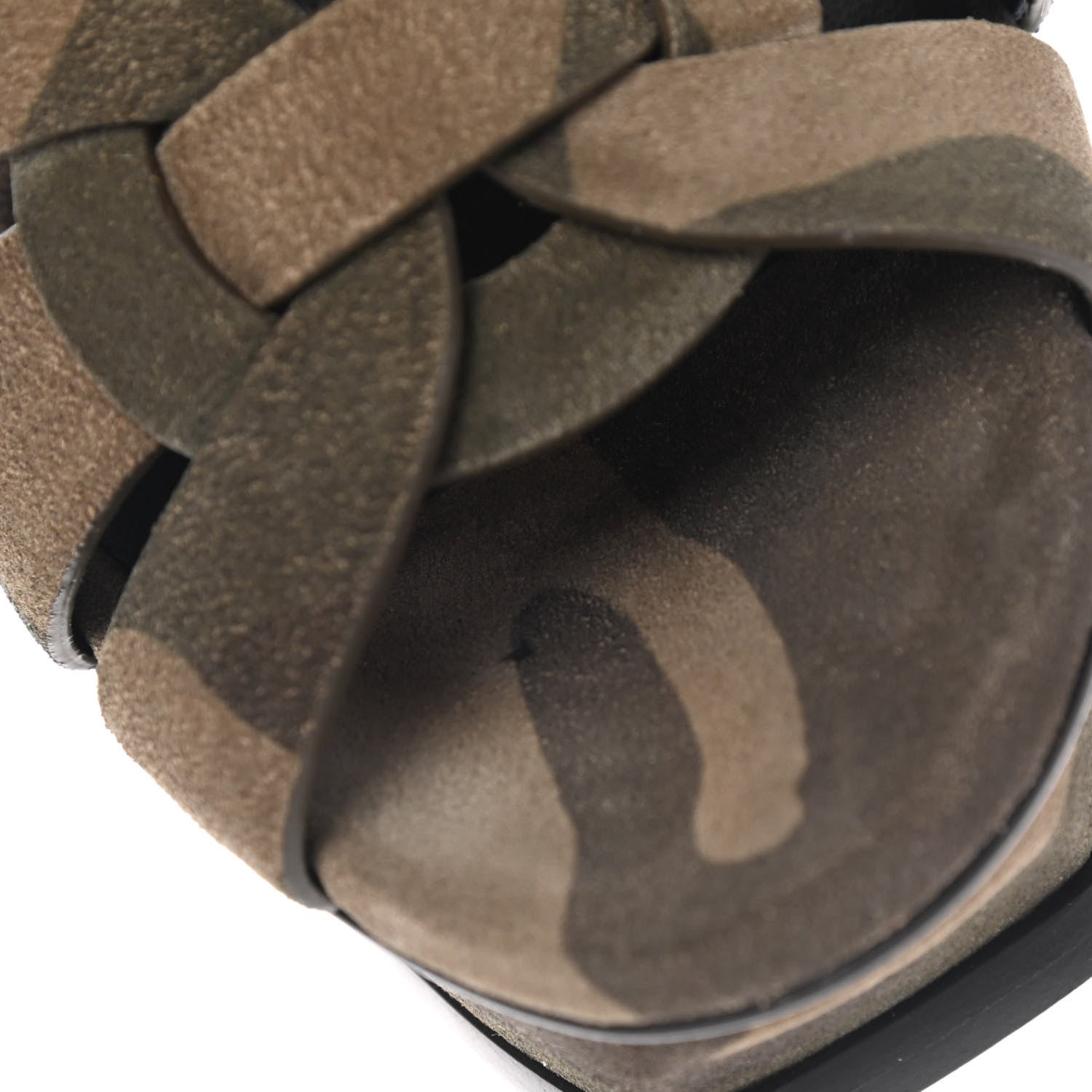Saint Laurent Suede Camouflage Print Tribute 105 Platform Sandals 39 Green 16 of 18