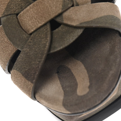 Saint Laurent Suede Camouflage Print Tribute 105 Platform Sandals 39 Green 16 of 18