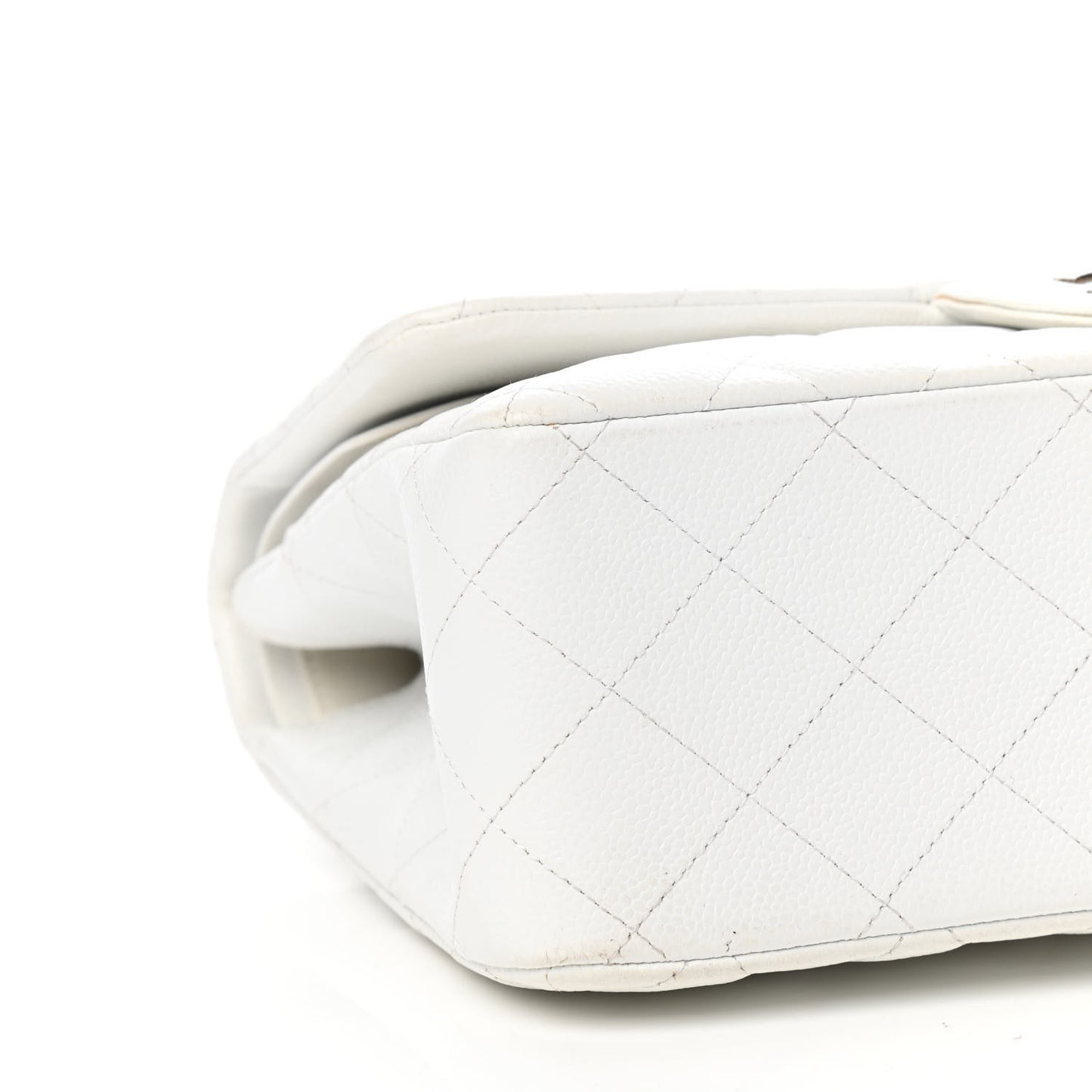 Caviar Quilted Jumbo Double Flap White