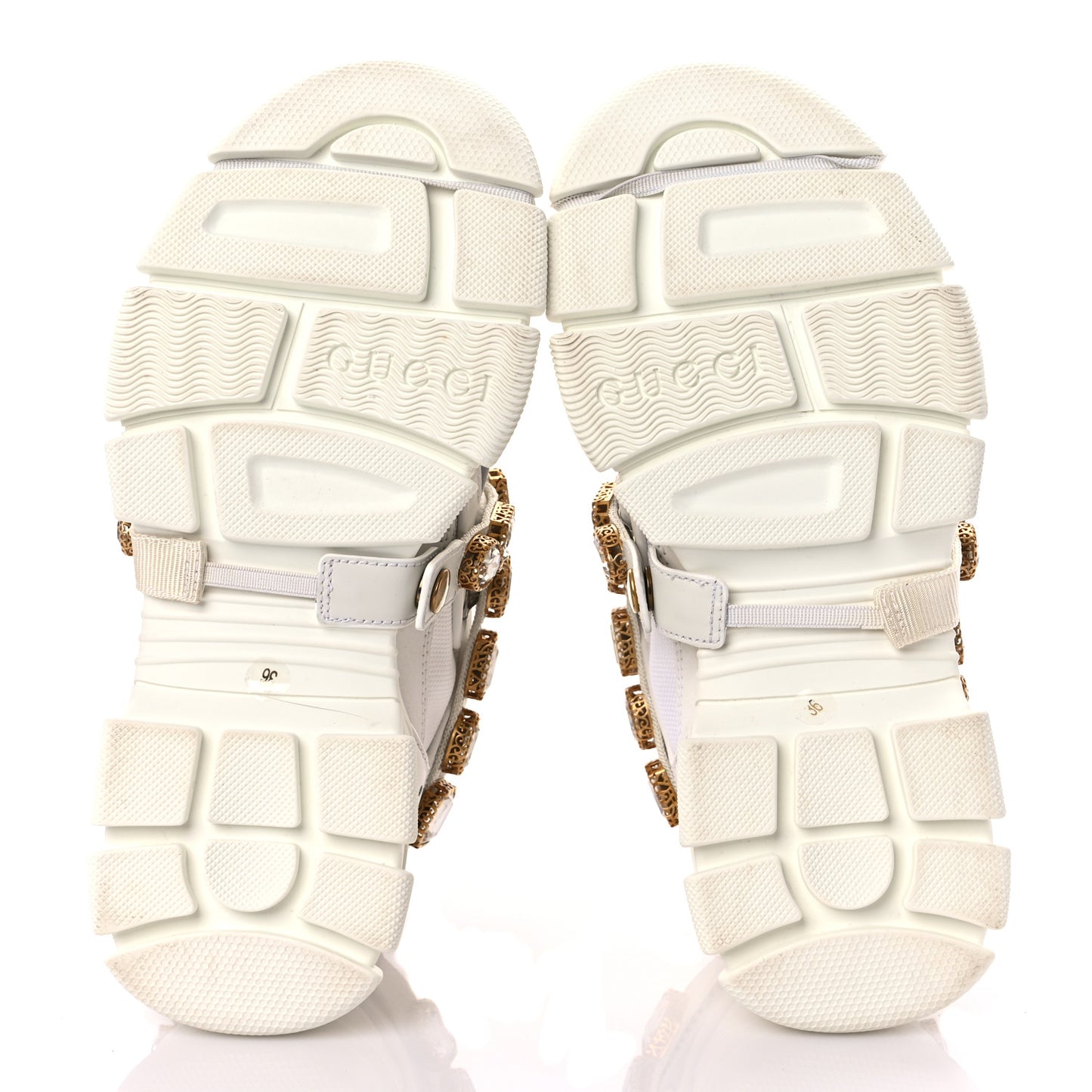 X SEGA Mesh Calfskin Suede Removable Crystals Womens Flashtrek Sneakers 36 Great White