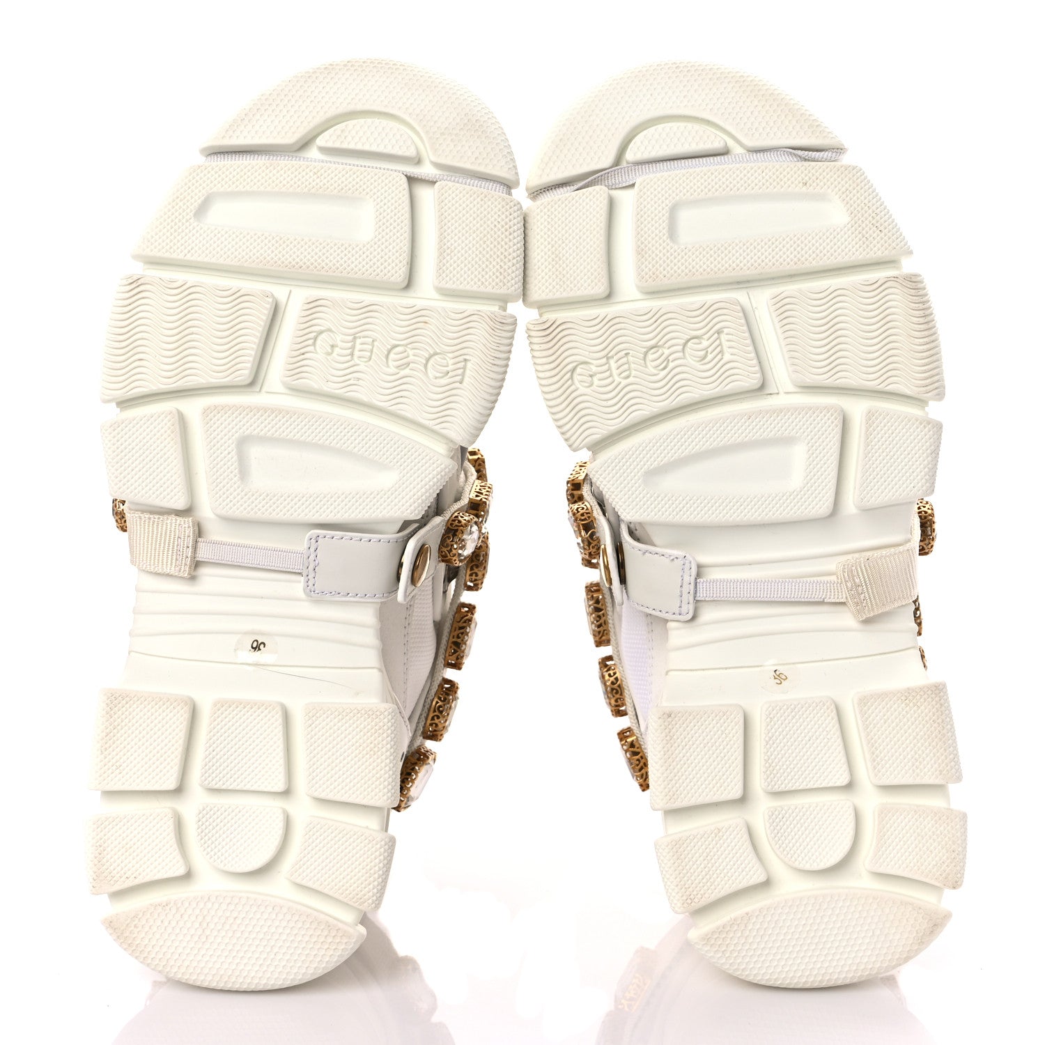 Gucci X SEGA Mesh Calfskin Suede Removable Crystals Womens Flashtrek Sneakers 36 Great White 5 of 15