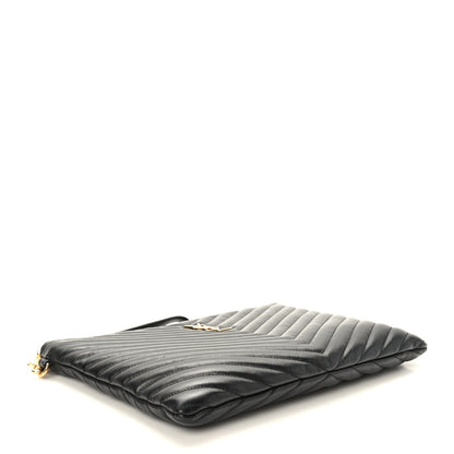 Saint Laurent Calfskin Matelasse Monogram Cassandre Tablet Pouch Black 4 of 8