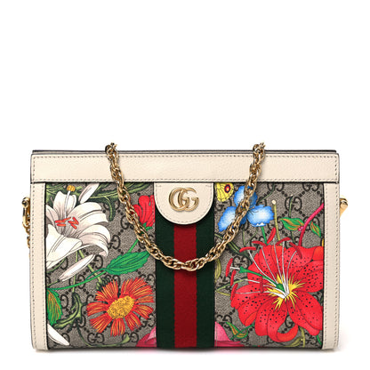 Gucci GG Supreme Monogram Flora Web Small Ophidia Chain Shoulder Bag White 1 of 9