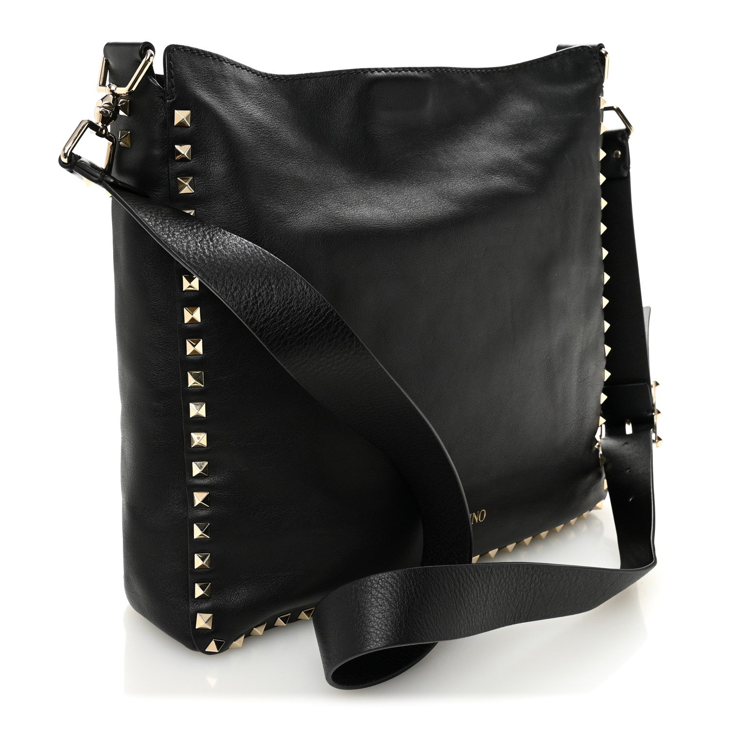 Valentino Garavani Vitello Calfskin Small Rockstud Flip-Lock Messenger Bag Black 3 of 9
