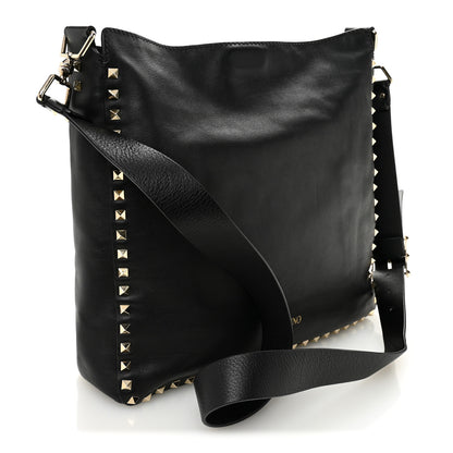 Valentino Garavani Vitello Calfskin Small Rockstud Flip-Lock Messenger Bag Black 3 of 9