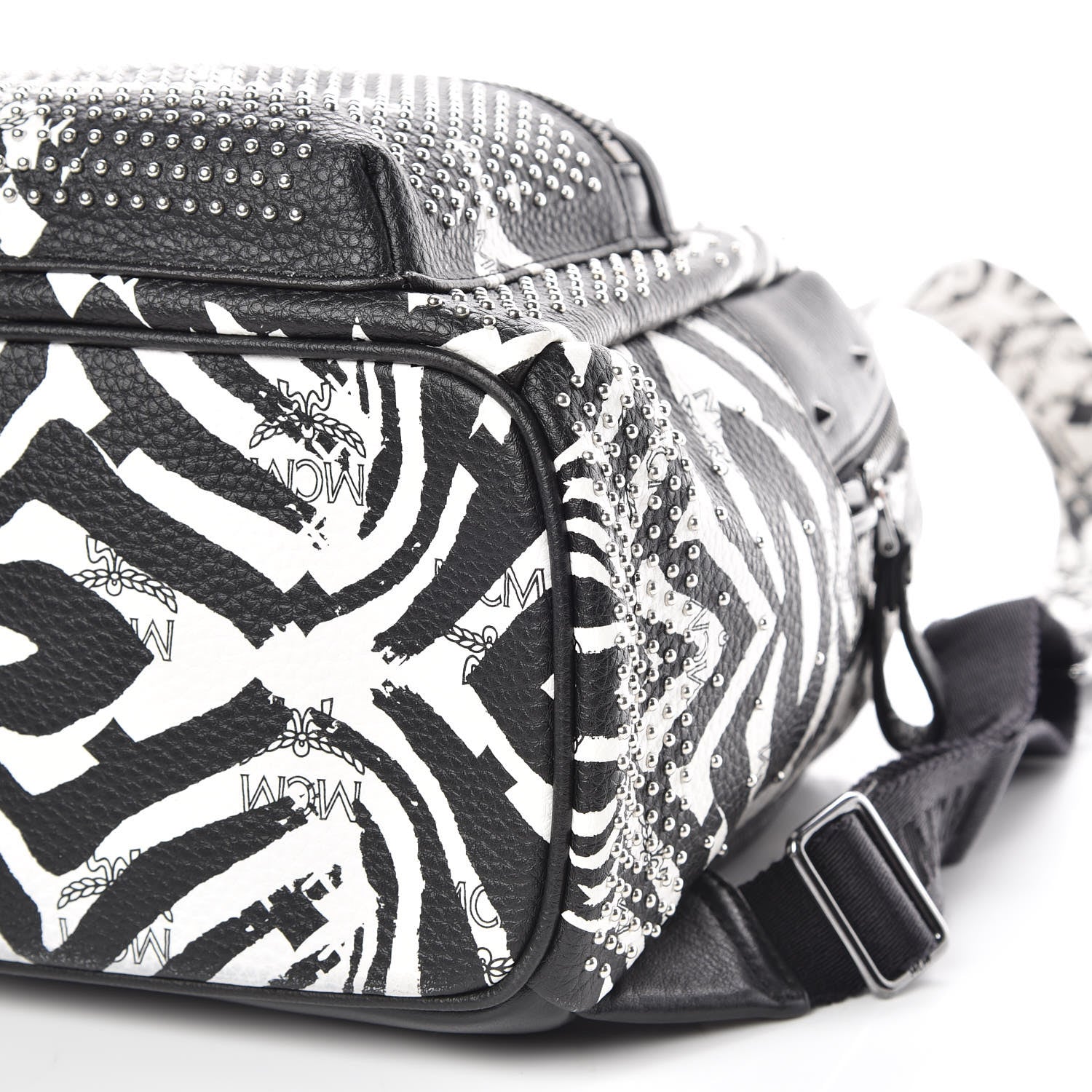 MCM Striped Visetos Small Funky Zebra Stark Backpack Black White 9 of 9