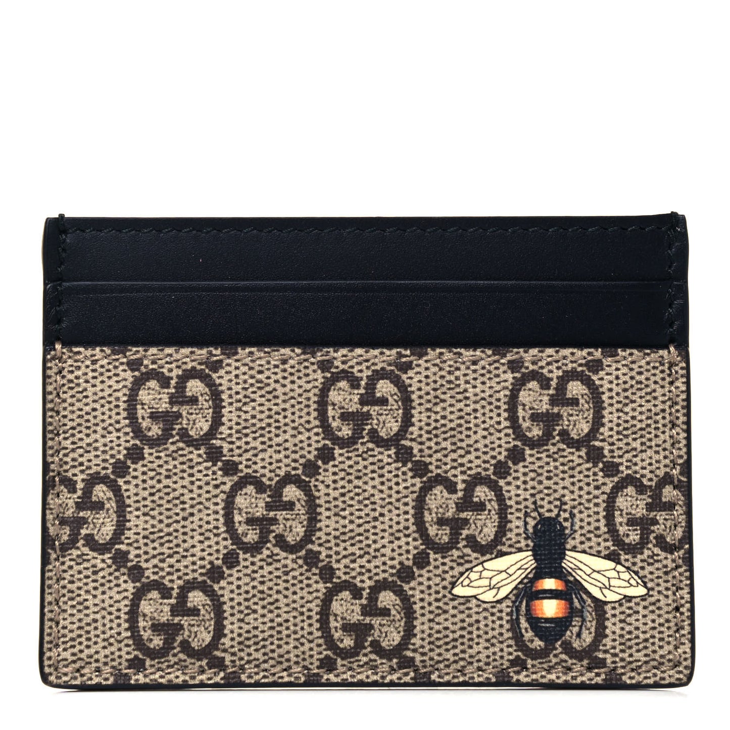 GG Supreme Monogram Bee Print Card Holder Black