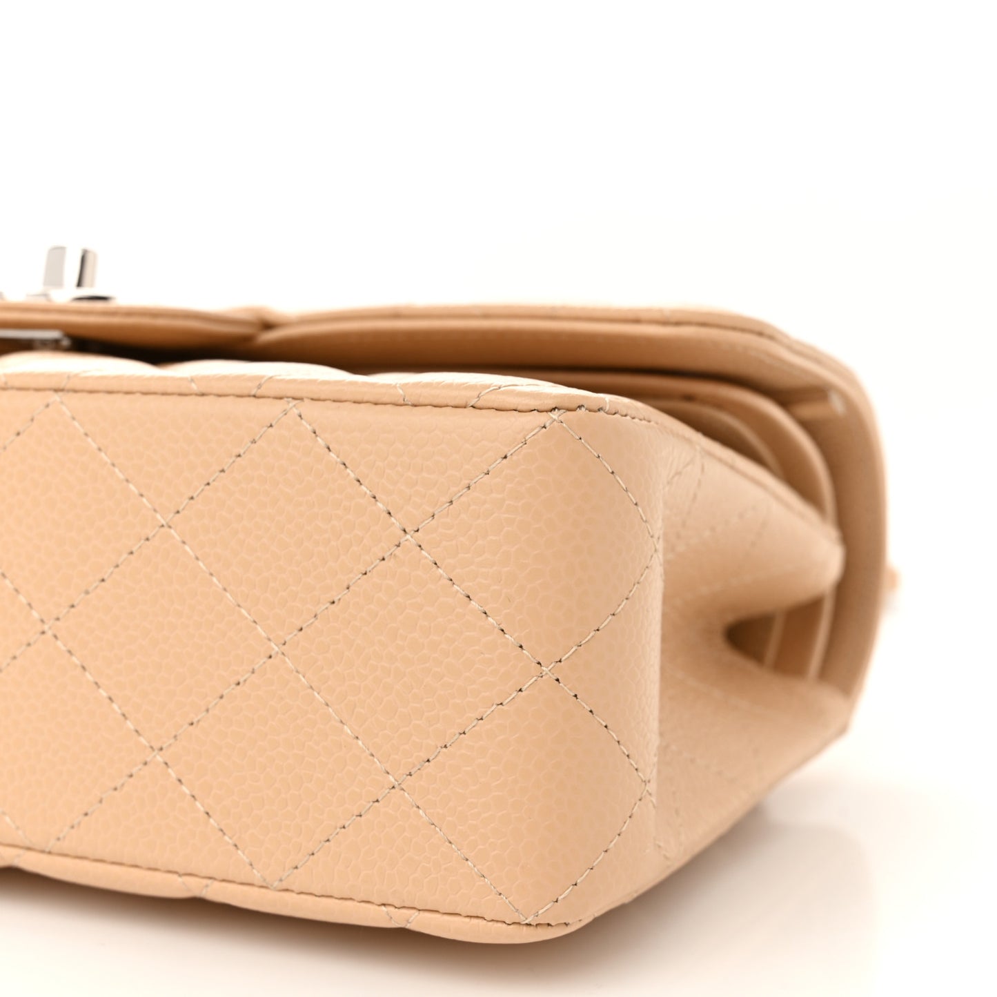 Caviar Quilted Small Double Flap Beige