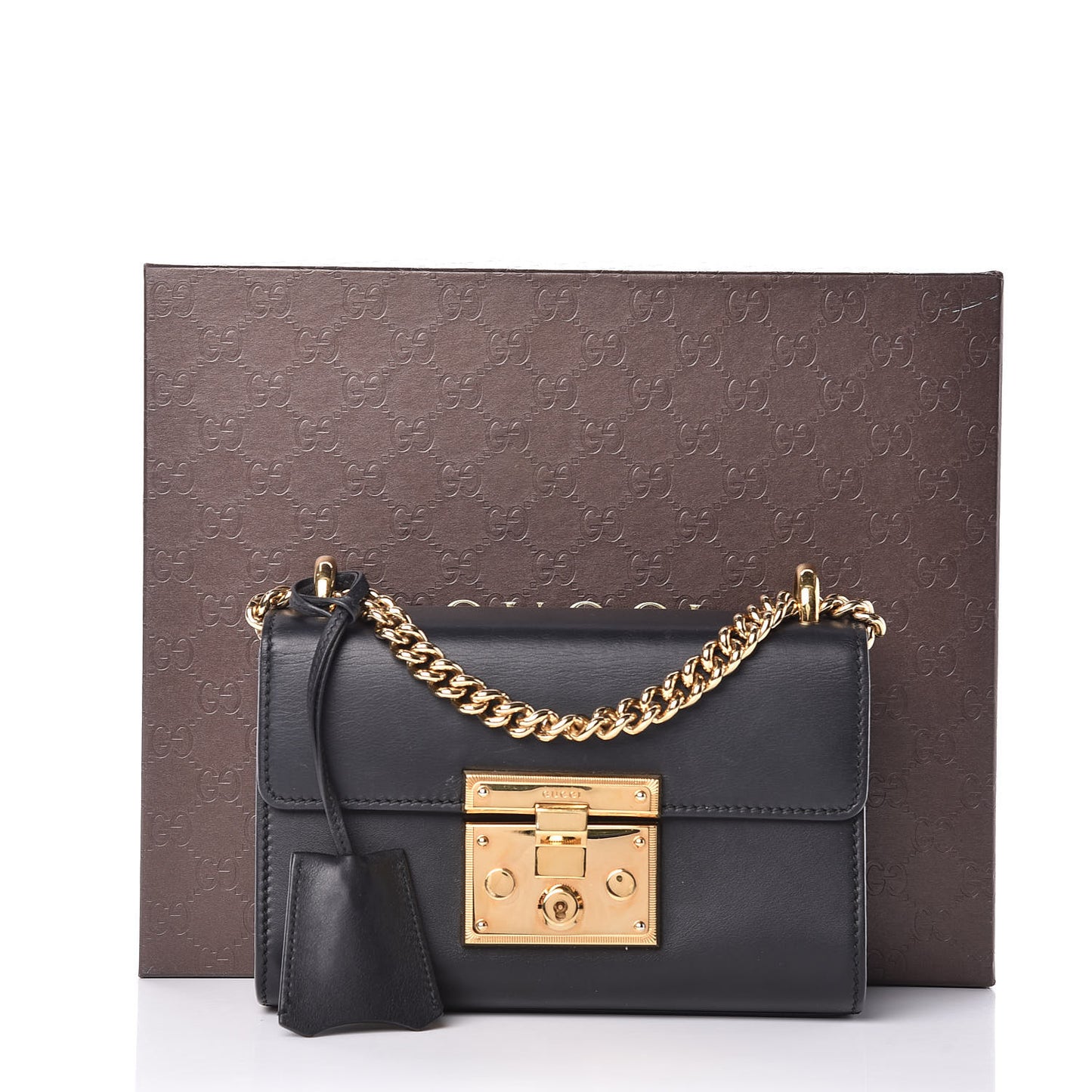 Calfskin Small Padlock Shoulder Bag Black