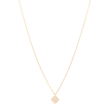 Van Cleef & Arpels 18K Yellow Gold Mother of Pearl Sweet Alhambra Pendant Necklace 1 of 5