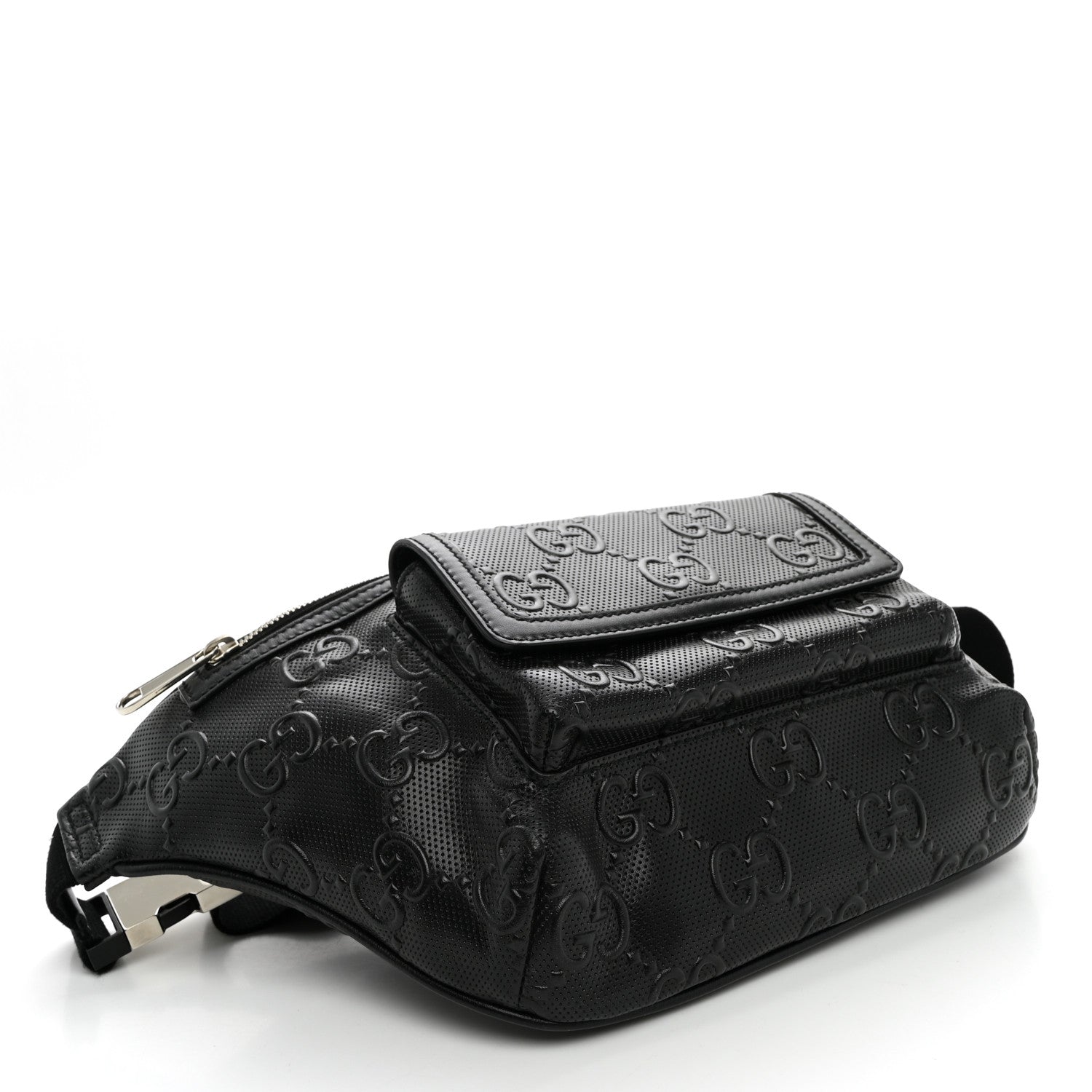 Gucci Calfskin GG Tennis Embossed Pocket Belt Bag Black 3 of 9