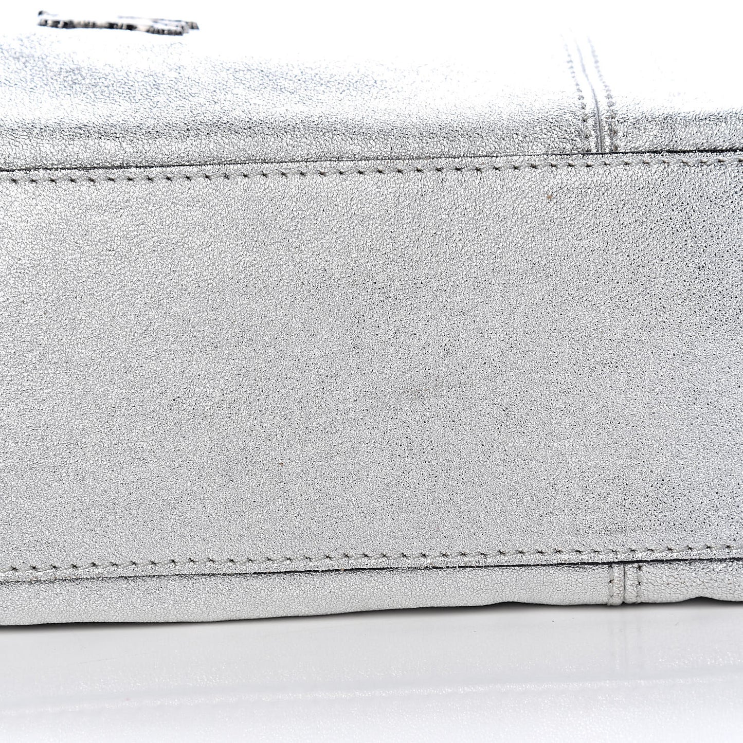 Metallic Soft Grain Calfskin Tote Silver