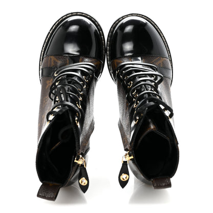Louis Vuitton Patent Calfskin Monogram Star Trail Ankle Boots 38 Black 4 of 15