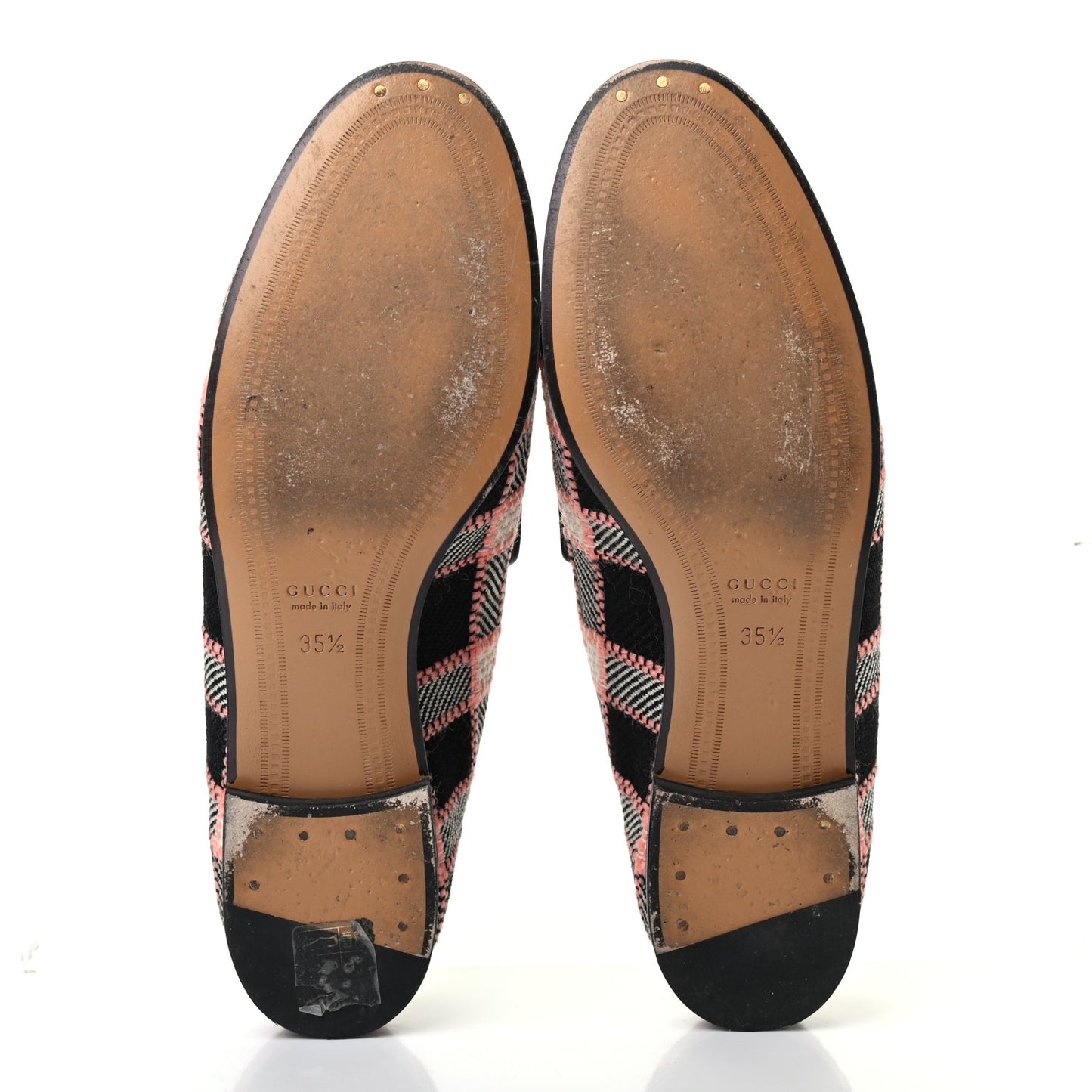 Tweed Check Horsebit Womens Jordaan Loafers 35.5 Black Pink Multicolor