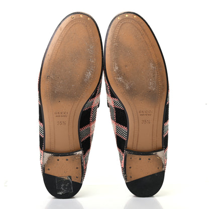 Gucci Tweed Check Horsebit Womens Jordaan Loafers 35.5 Black Pink Multicolor 5 of 8