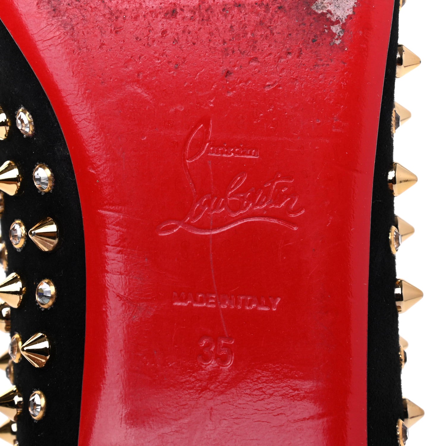 Christian Louboutin Veau Velours Studded Flats 35 Black 6 of 11