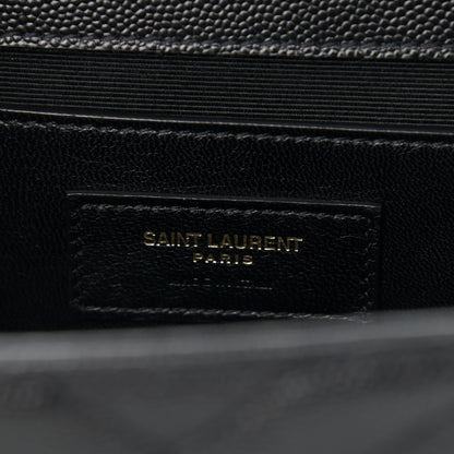 Saint Laurent Grain De Poudre Matelasse Chevron Medium Monogram Satchel Black 6 of 9