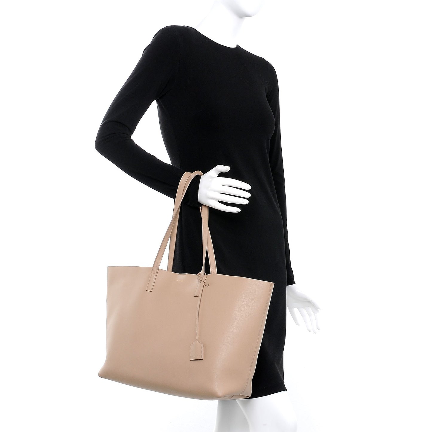 Calfskin Large Shopping Tote Dark Beige