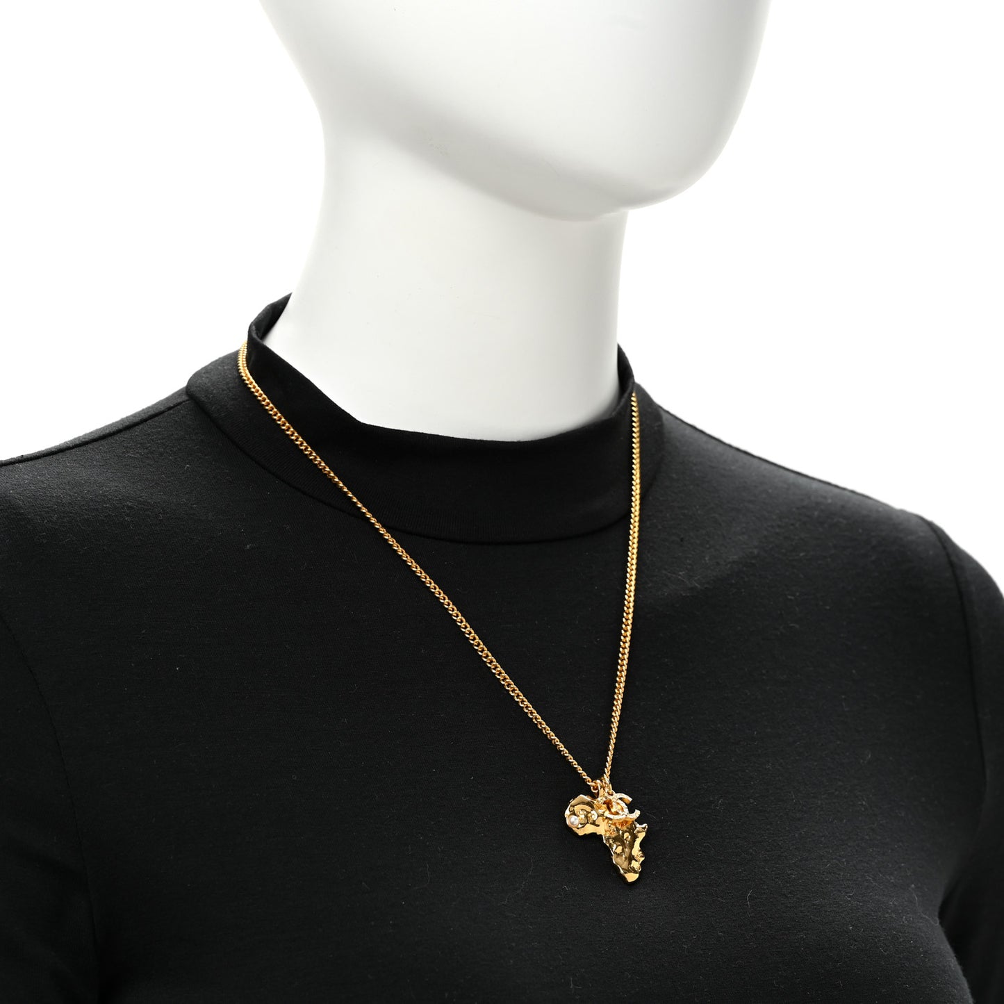 Crystal Pearl CC Africa Pendant Necklace Gold White