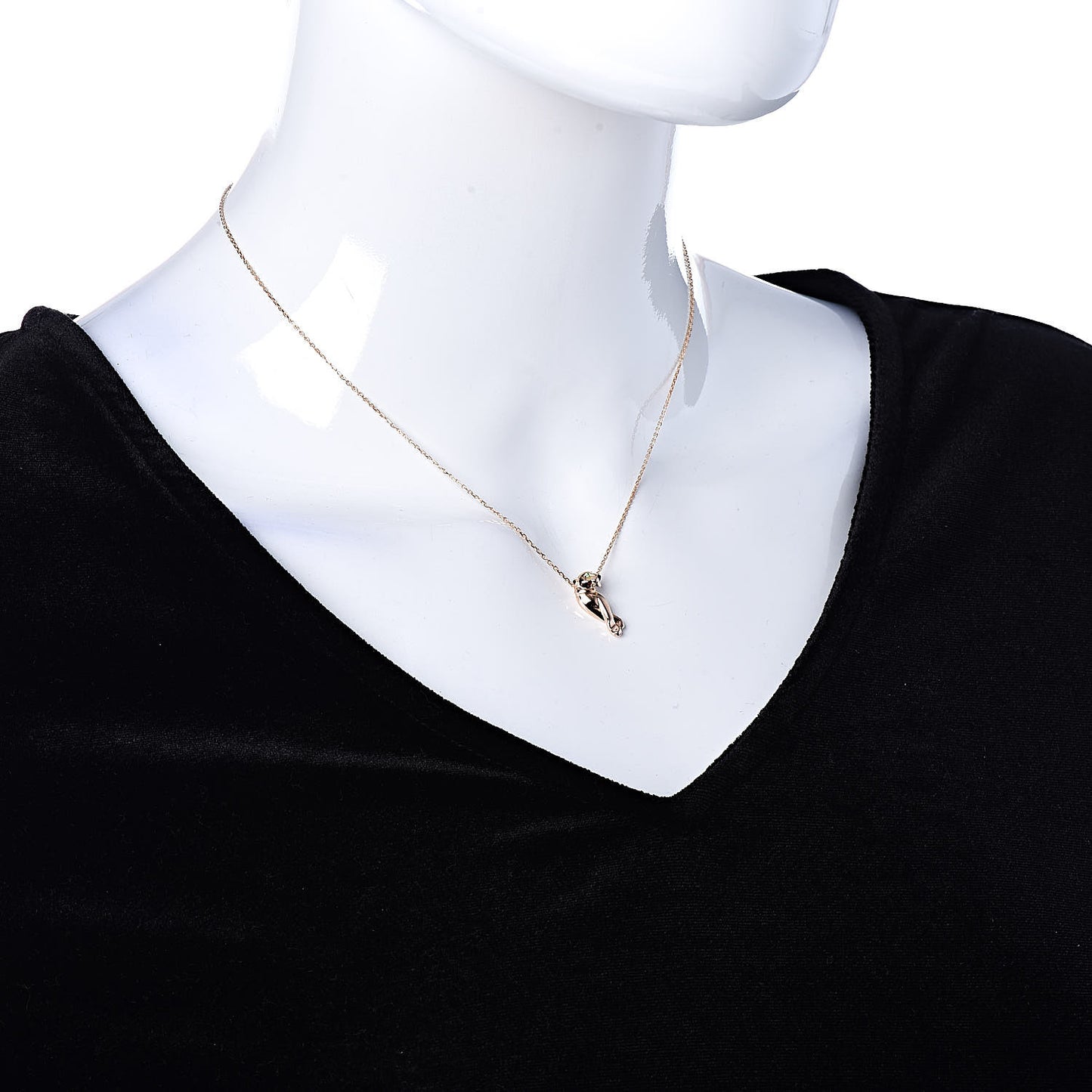 18K Pink Gold Tsavorite Black Lacquer Panthere De Cartier Pendant Necklace