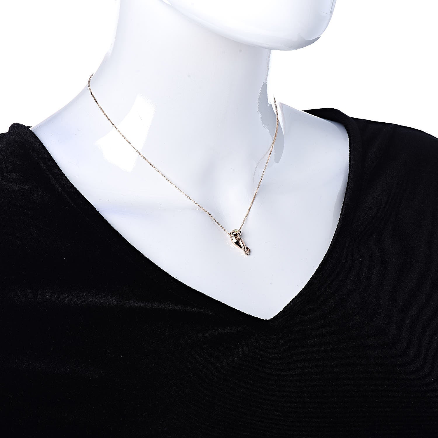 Cartier 18K Pink Gold Tsavorite Black Lacquer Panthere De Cartier Pendant Necklace 2 of 6