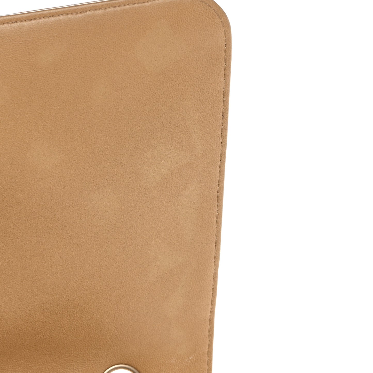 Metallic Patent Quilted Maxi Single Flap Beige