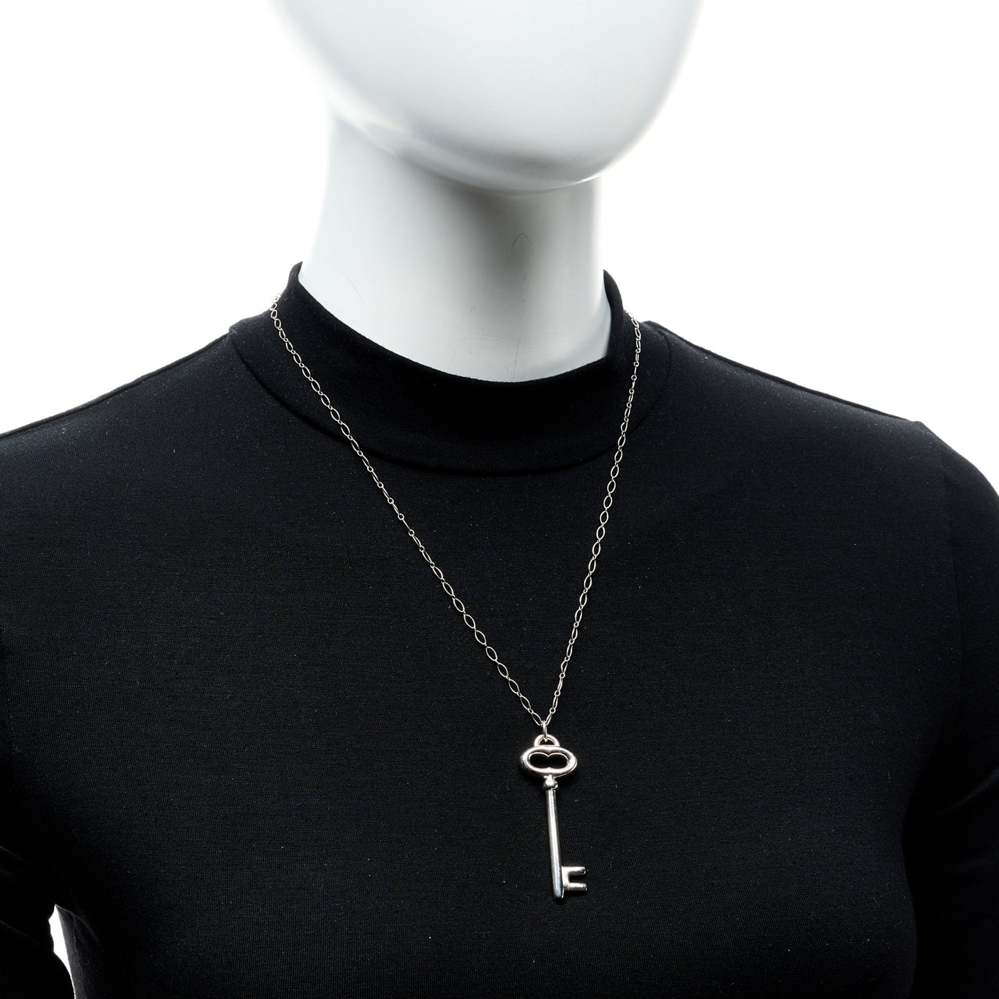 Sterling Silver Oval Key Pendant Necklace