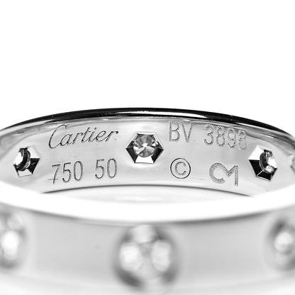 Cartier 18K White Gold 8 Diamond 4mm Wedding Band LOVE Ring 50 5.25 4 of 4
