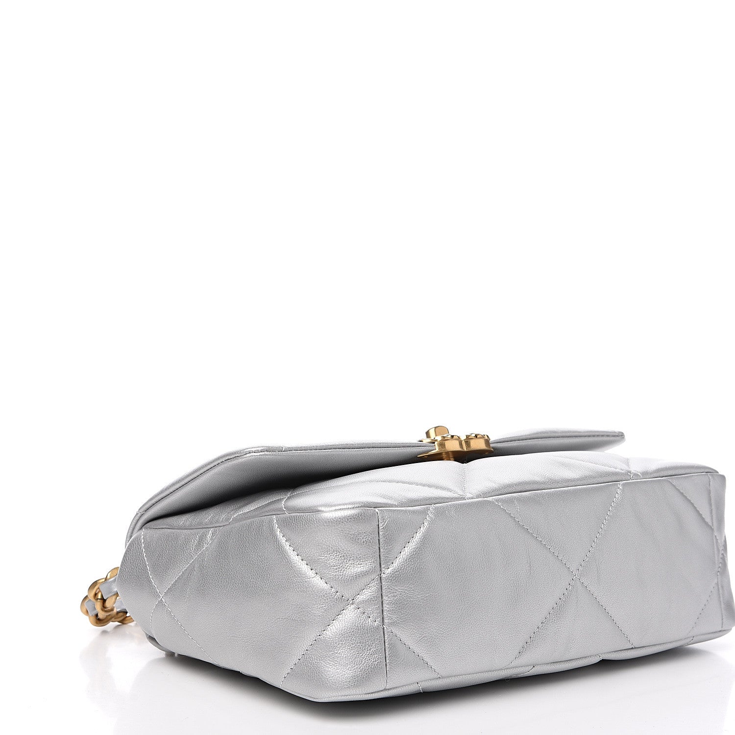 Chanel Metallic Goatskin Quilted Medium 19 Flap Silver 3 of 11