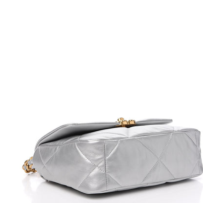 Chanel Metallic Goatskin Quilted Medium 19 Flap Silver 3 of 11