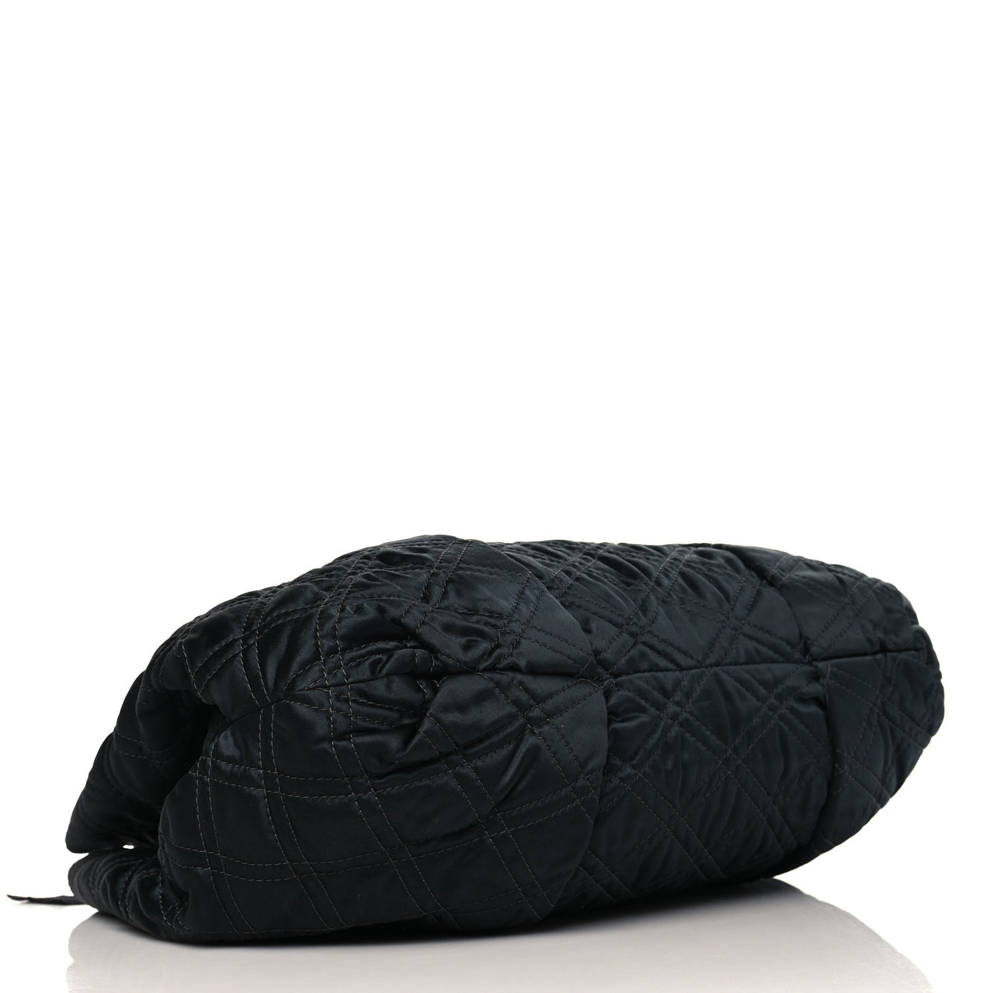Satin Quilted Shoulder Bag Black