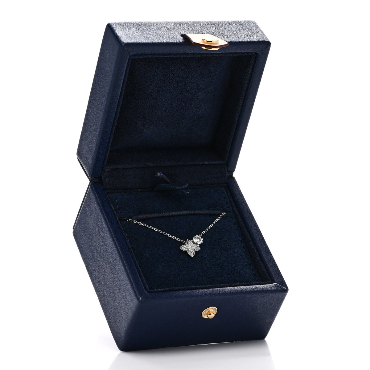 Louis Vuitton 18K White Gold Diamond LV Double Pendant Necklace 6 of 6