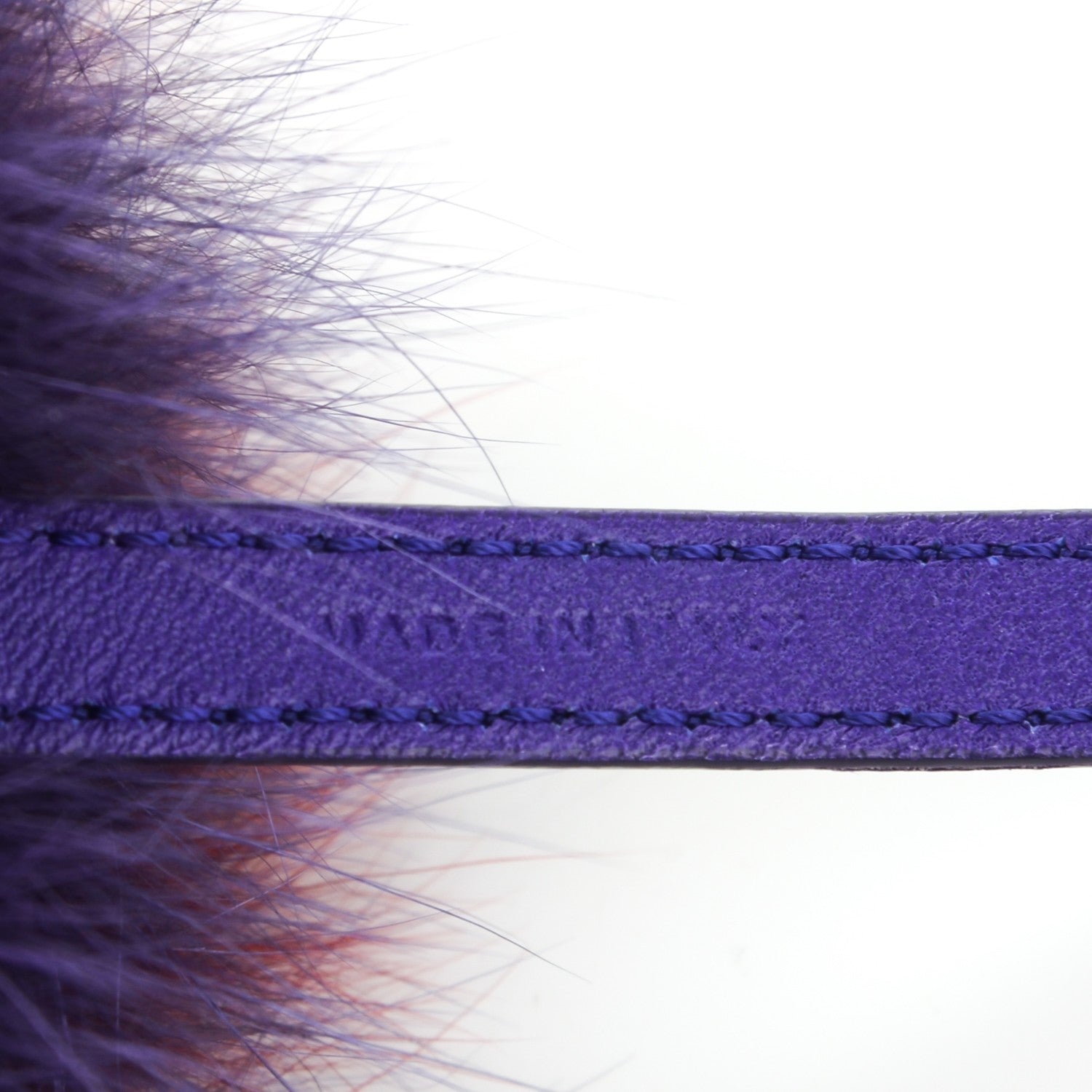 Fendi Fox Fur Shiny Nappa Rainbow Pom Pom Bag Charm Viola Multicolor Purple 4 of 4