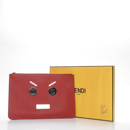 Fendi Calfskin Faces Pouch Rosso 9 of 9