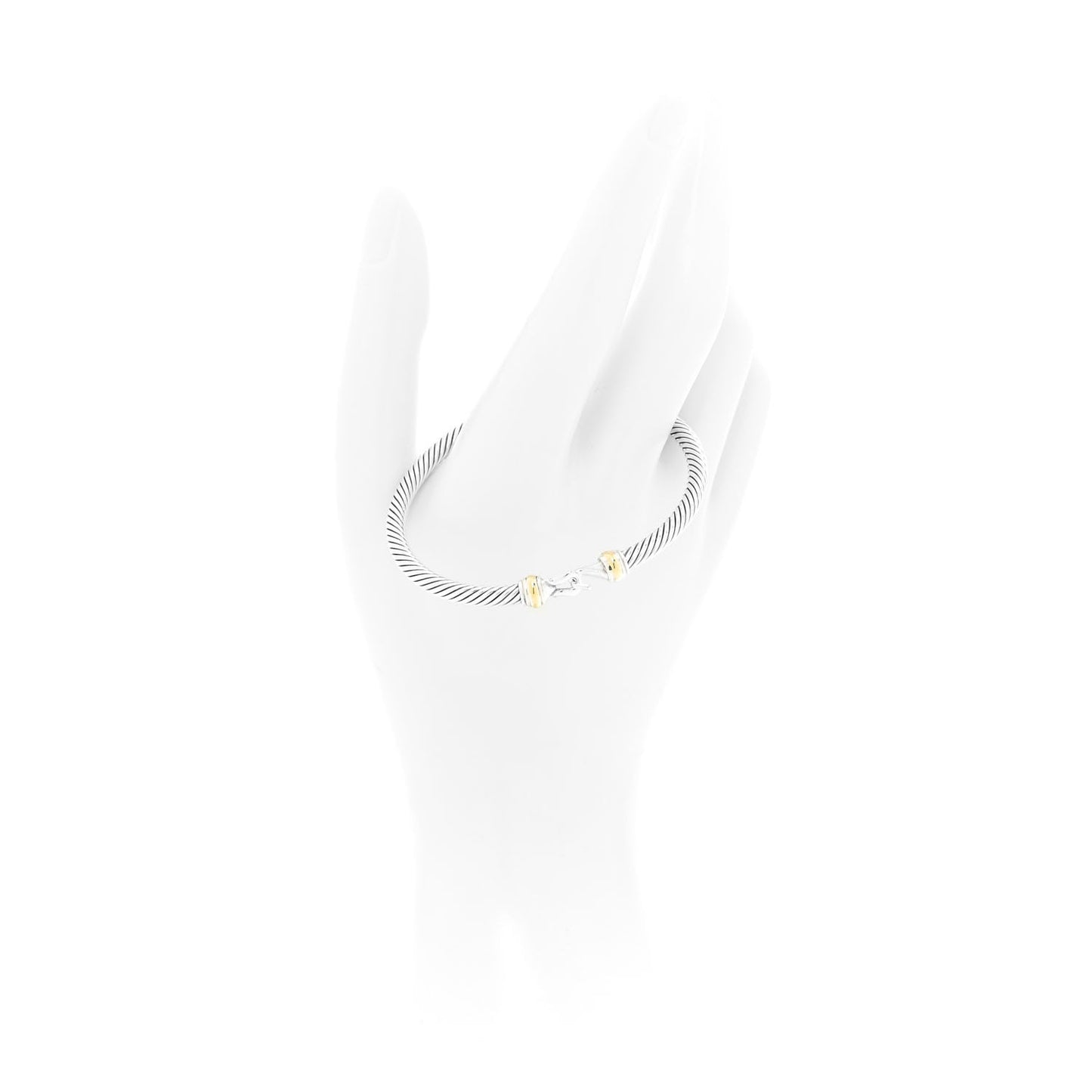 Sterling Silver 18K Yellow Gold 4mm Cable Classic Buckle Bracelet