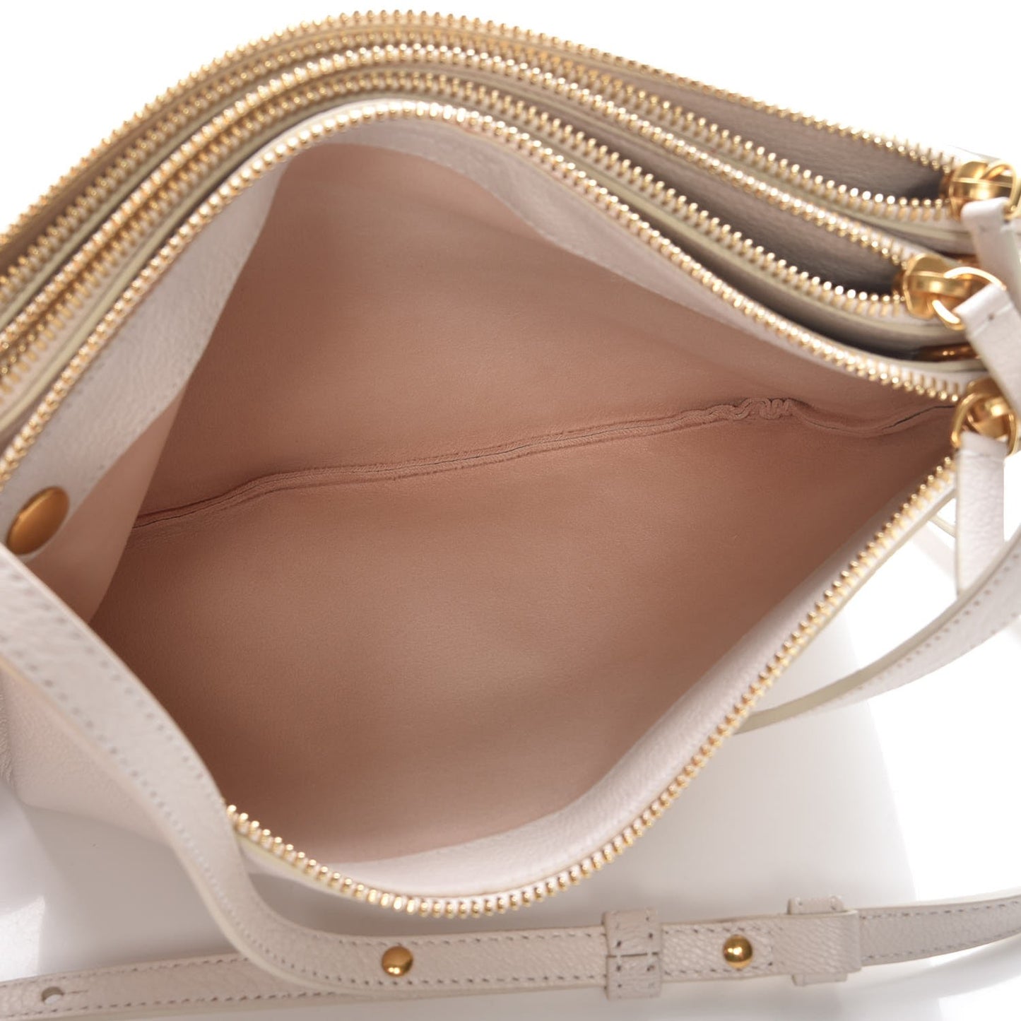 Goatskin Large Trio Crossbody Bag White