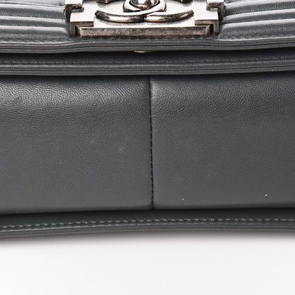 Chanel Lambskin Quilted Medium Boy Flap Dark Grey 12 of 14