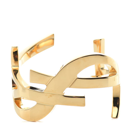 Saint Laurent Brass Monogram Medium Cuff Bracelet Gold 1 of 5