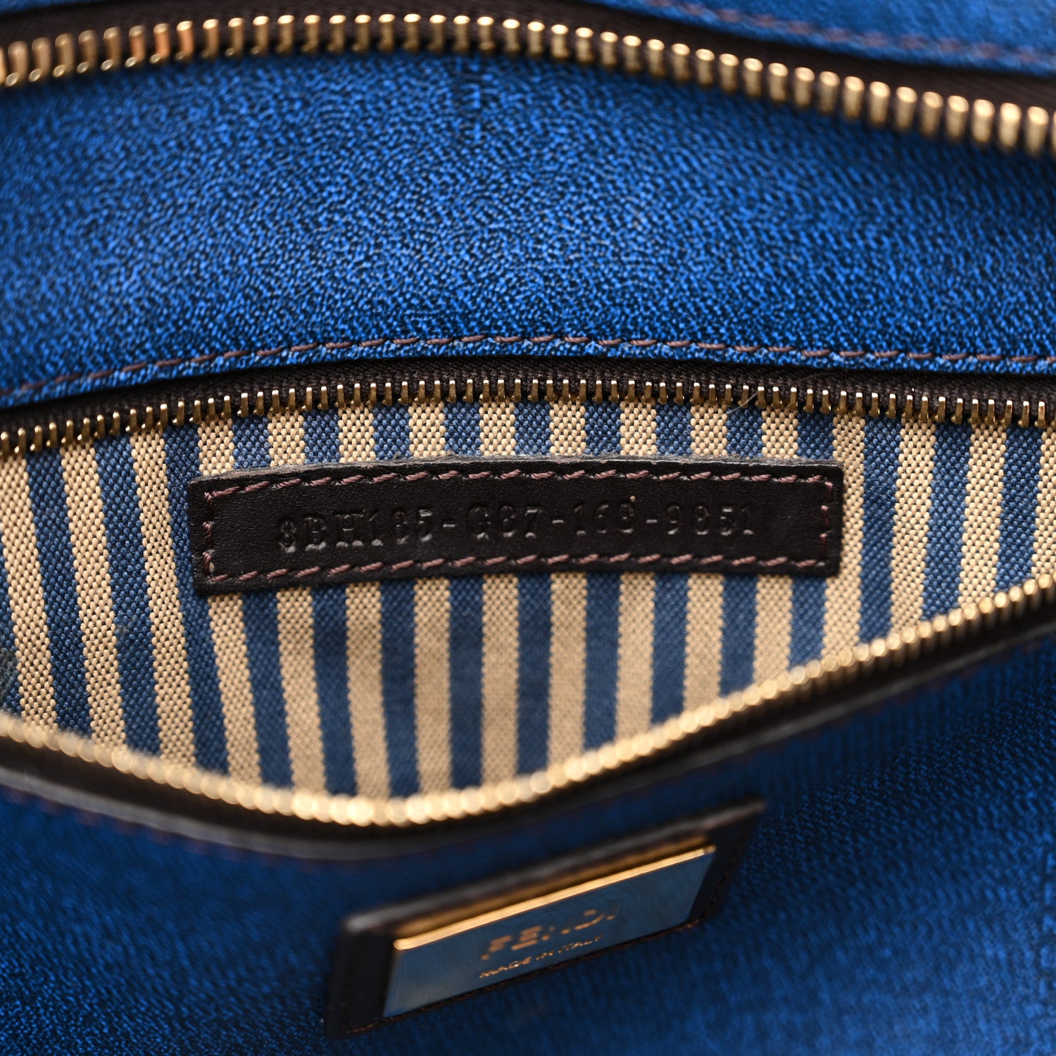 Fendi Zucca Spalmati Medium Roll Tote Tobacco Blue 7 of 18