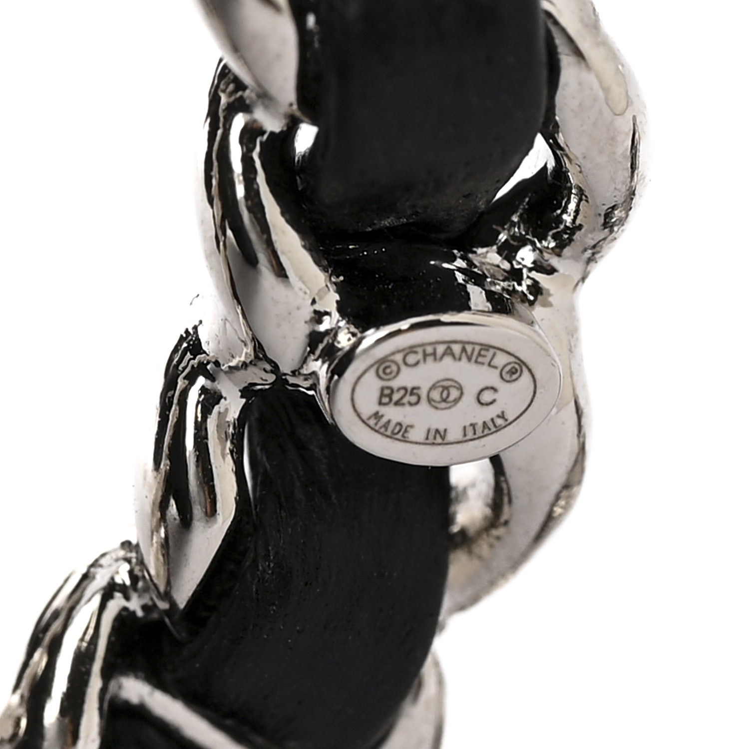 Chanel Lambskin Chain CC Brooch Black Silver 3 of 4