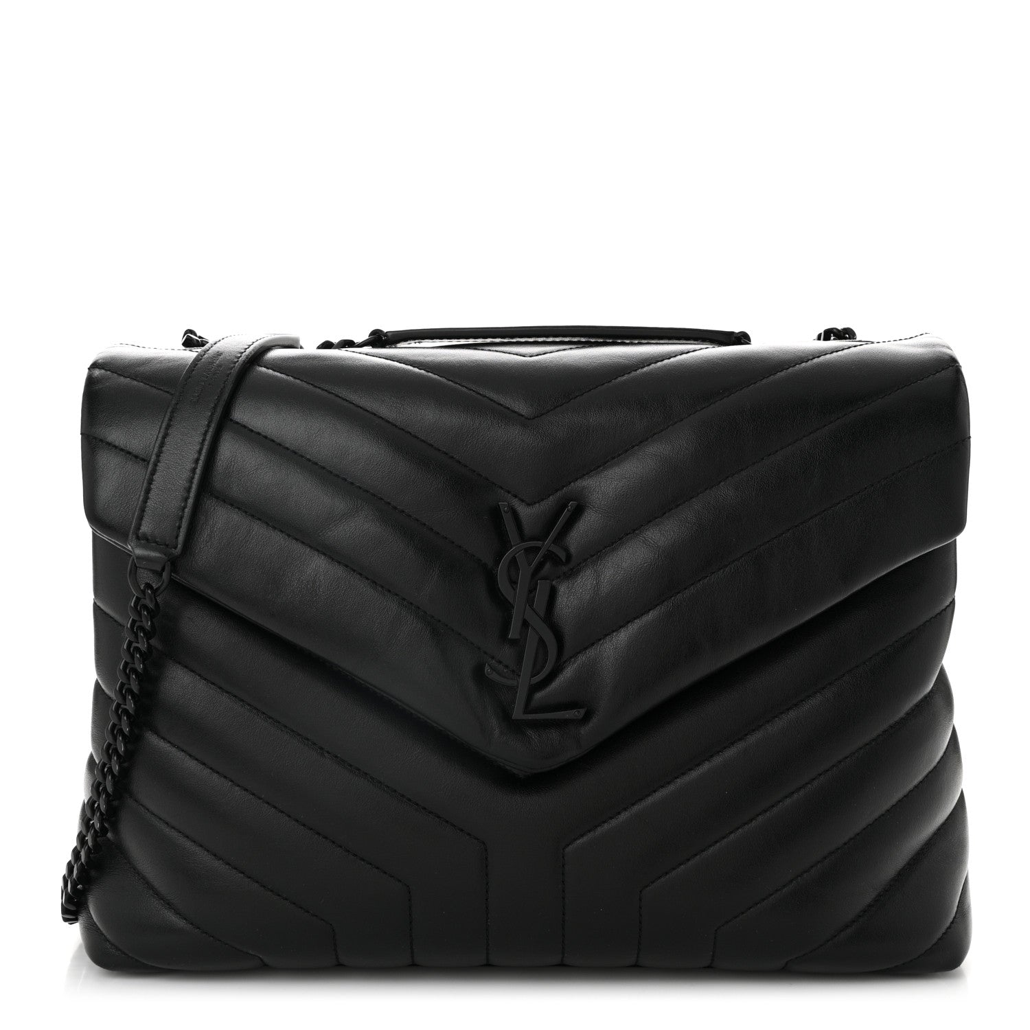 Saint Laurent Calfskin Y Quilted Monogram Medium Loulou Chain Satchel Black 1 of 10