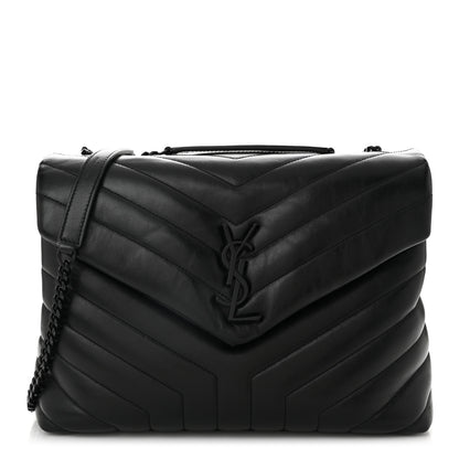 Saint Laurent Calfskin Y Quilted Monogram Medium Loulou Chain Satchel Black 1 of 10