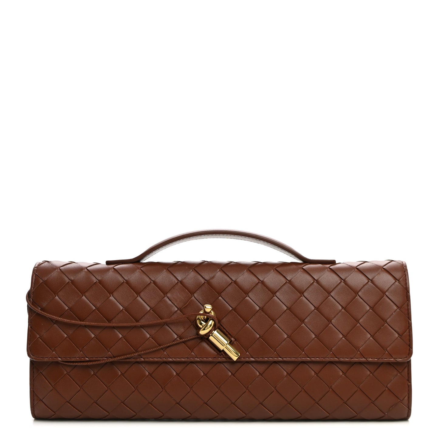Nappa Intrecciato Long Andiamo Top Handle Clutch Sapele