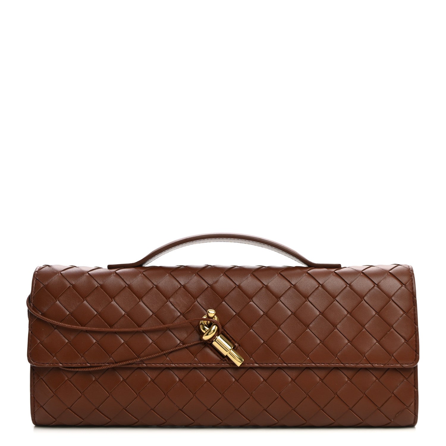 Bottega Veneta Nappa Intrecciato Long Andiamo Top Handle Clutch Sapele 1 of 7