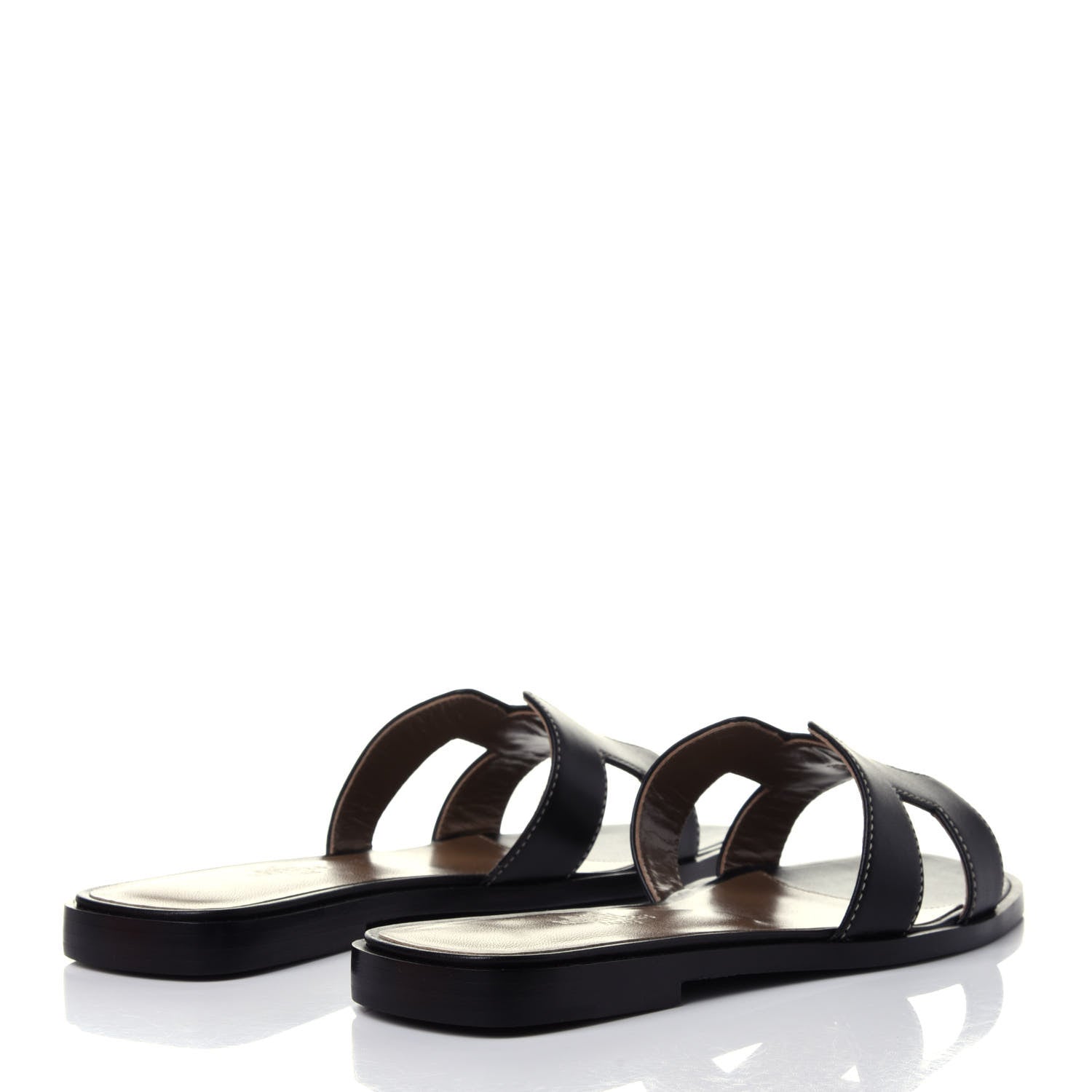 Hermes Box Calfskin Oran Sandals 35 Black 3 of 6