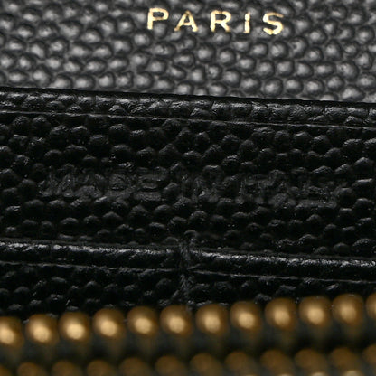 Saint Laurent Grain De Poudre Matelasse Chevron Monogram Chain Wallet Black 7 of 10