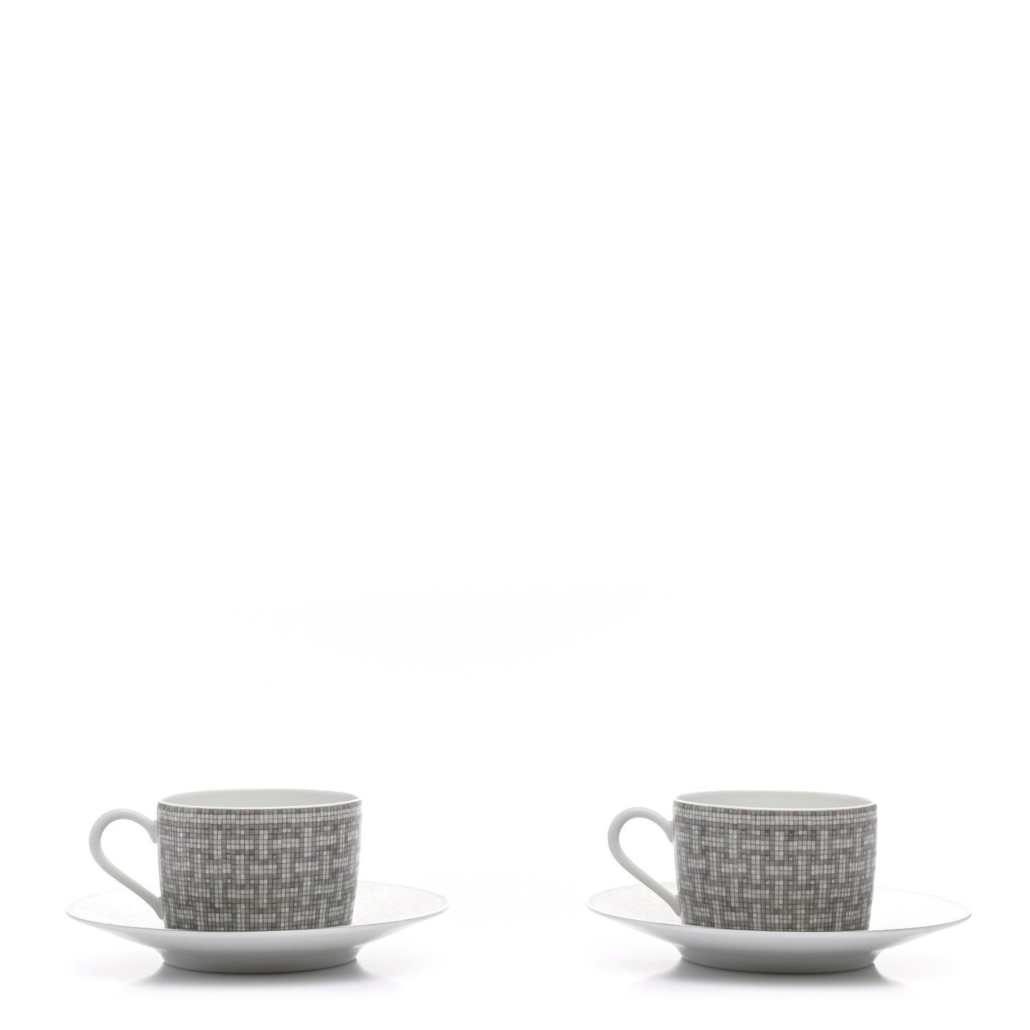 Porcelain Mosaique Au 24 Platine Tea Cup And Saucer Set Of 2 Platinum
