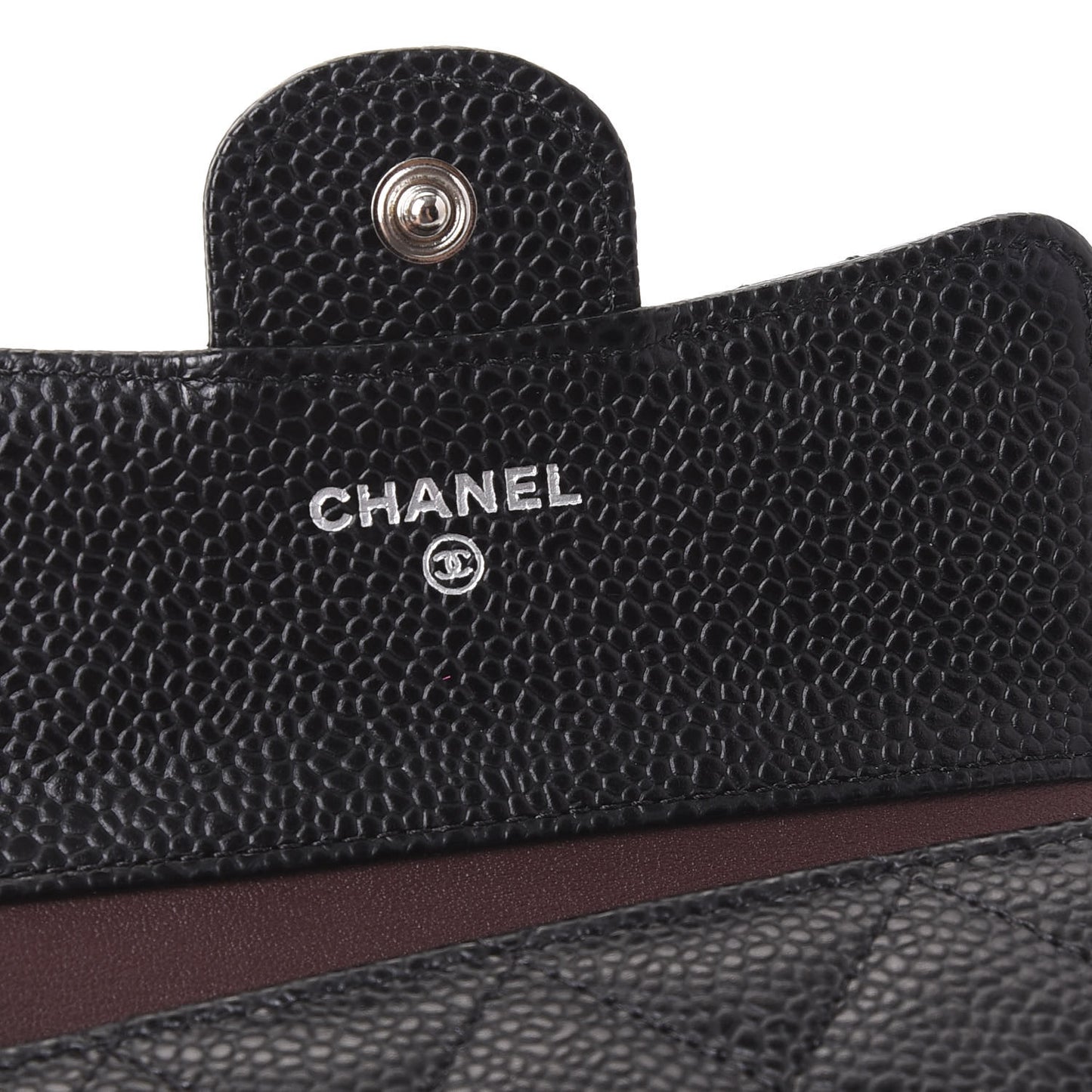 Caviar Quilted Compact Flap Wallet Black