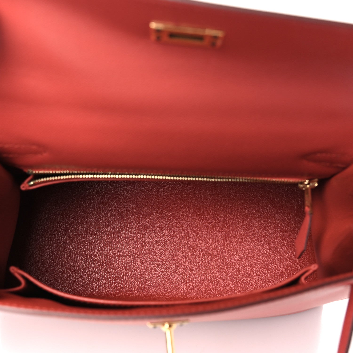 Hermes Madame Calfskin Kelly Sellier 25 Capucine Sanguine 5 of 10